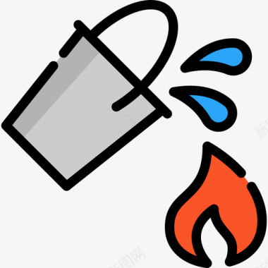 水桶消防3线型颜色图标图标
