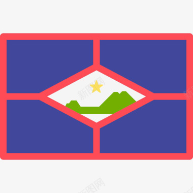 圣尤斯特修斯国际旗帜长方形图标图标