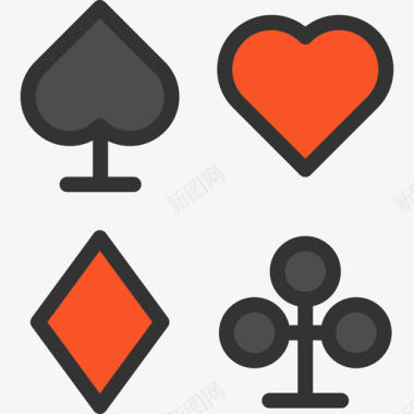 扑克赌场2线性颜色图标图标