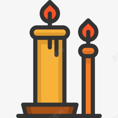 蜡烛感恩节12线形颜色图标图标