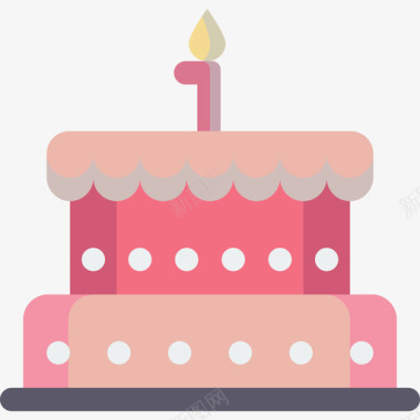 生日蛋糕可爱的婴儿玩具扁平的图标图标