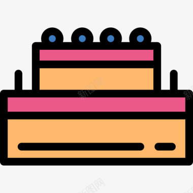 生日蛋糕生日派对系列线性颜色图标图标
