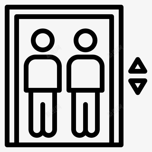 电梯下降人员图标svg_新图网 https://ixintu.com 上升 下降 人员 电梯 运输