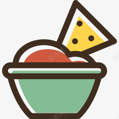 玉米片食品线性颜色食品套装图标图标
