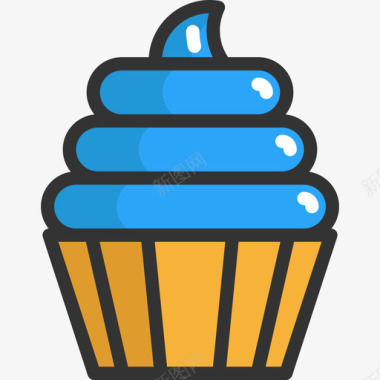 纸杯蛋糕食物线颜色线颜色图标图标