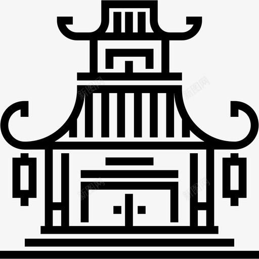 中国寺庙旅游12直线图标svg_新图网 https://ixintu.com 中国寺庙 旅游12 直线