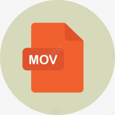 Mov文件类型2圆形平面图标图标