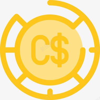 加元货币元素5黄色图标图标