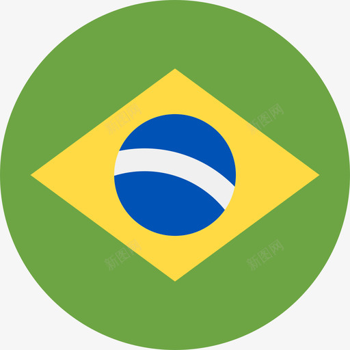 巴西国旗圆形图标svg_新图网 https://ixintu.com 国旗 圆形 巴西