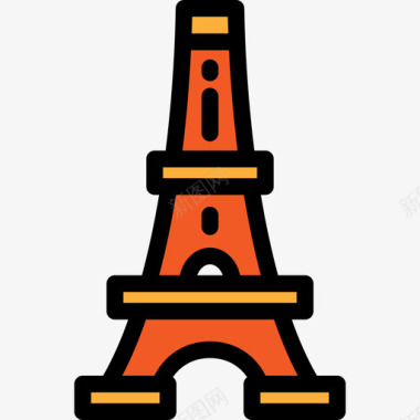 埃菲尔铁塔旅行4线性颜色图标图标
