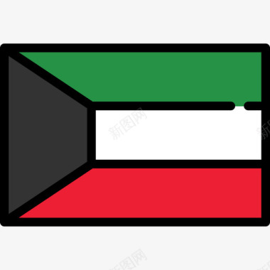 科威特旗帜收藏长方形图标图标
