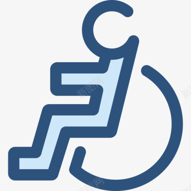 轮椅健康和医疗5蓝色图标图标