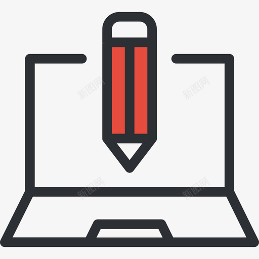 笔记本电脑商务系列6红色图标svg_新图网 https://ixintu.com 商务系列6 笔记本电脑 红色