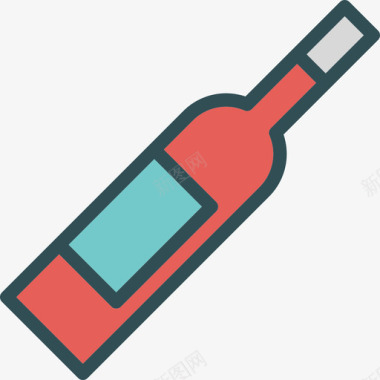 酒瓶厨房4线性颜色图标图标
