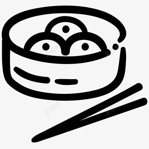 点心中餐日本菜图标svg_新图网 https://ixintu.com 中餐 日本菜 点心 蒸篮 食品轮廓涂鸦