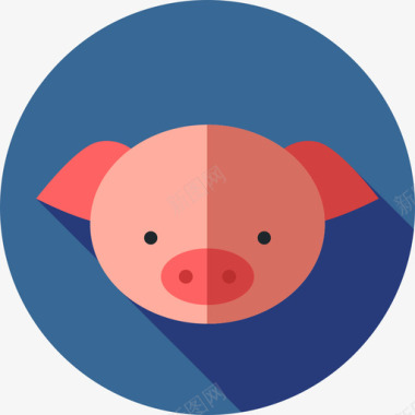 猪动物3扁平图标图标