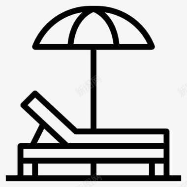 海滩长凳躺椅图标图标