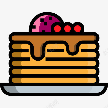 薄饼食品和餐厅3线性颜色图标图标