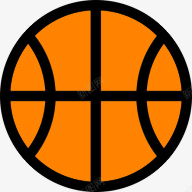 篮球运动线性色彩健身元素图标图标