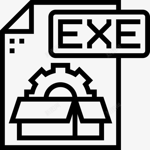Exe文件类型3线性图标svg_新图网 https://ixintu.com Exe 文件类型3 线性