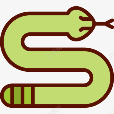 蛇扁平宠物店线性颜色图标图标