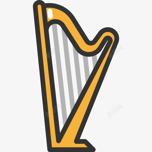 竖琴乐器3线颜色图标svg_新图网 https://ixintu.com 乐器3 竖琴 线颜色