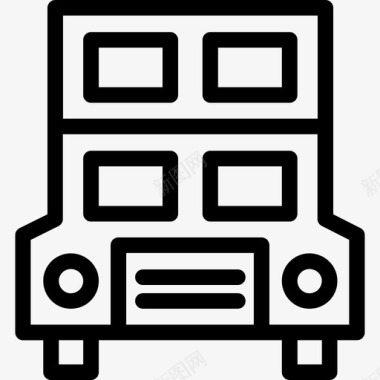 双层巴士交通汇编直线图标图标