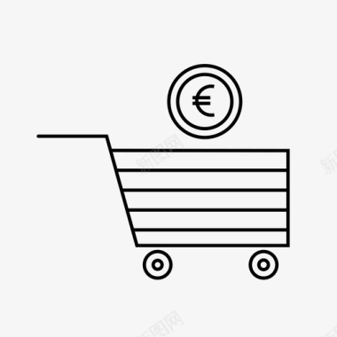 欧元购物购物车欧元商店图标图标