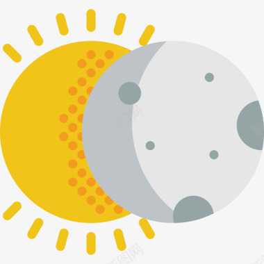 日食天气设定2平坦图标图标