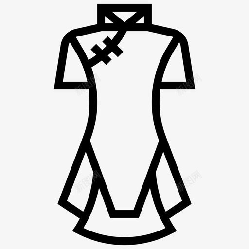 穿旗袍中式服装图标svg_新图网 https://ixintu.com 中国符号线 中式 服装 穿旗袍
