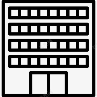 办公楼7号楼直线图标图标