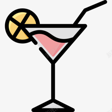 鸡尾酒生日2线性颜色图标图标