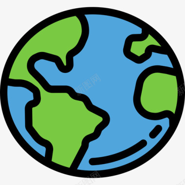 地球仪形状大包装颜色线性颜色图标图标