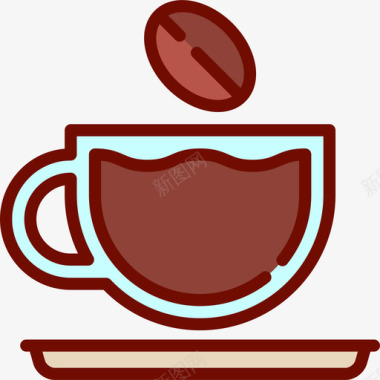 咖啡杯咖啡店3线性颜色图标图标