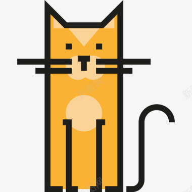 猫动物2线性颜色图标图标
