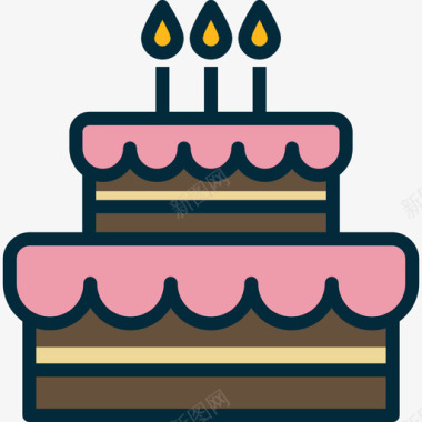 生日蛋糕线性颜色复合色线性颜色图标图标