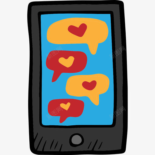 智能手机情人节套装彩色图标svg_新图网 https://ixintu.com 彩色 情人节套装 智能手机