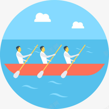 划船团队合作和组织循环图标图标