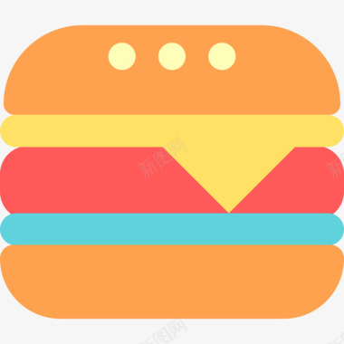 汉堡食品和餐厅元素扁平图标图标