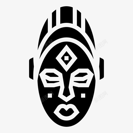 非洲面具脸符号图标svg_新图网 https://ixintu.com 符号 脸 非洲符号雕文 非洲面具