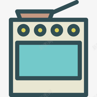 烤箱家用2线性颜色图标图标