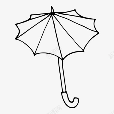 伞秋天涂鸦图标图标