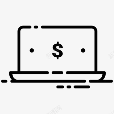 在线货币美元笔记本电脑图标图标