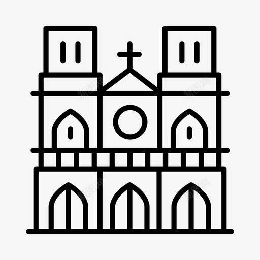 圣母院法国全球图标svg_新图网 https://ixintu.com 人造地标 全球 圣母院 地标 法国