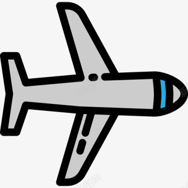 飞机运输工具线颜色图标图标