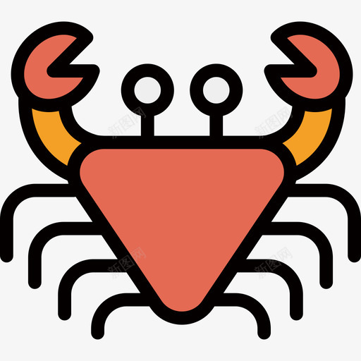 螃蟹海洋生物的线颜色线颜色图标svg_新图网 https://ixintu.com 海洋生物的线颜色 线颜色 螃蟹