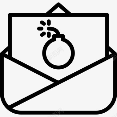 垃圾邮件计算机安全元件线性图标图标