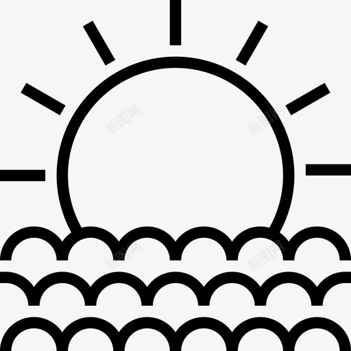 太阳22号天气直线型图标svg_新图网 https://ixintu.com 22号天气 太阳 直线型