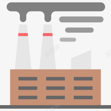 工厂生态8平坦图标图标
