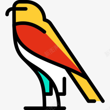 鹰线性古埃及元素线性色彩图标图标